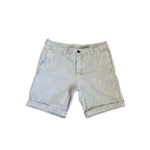 Allsaints Spitalfields Mens Beige Cotton Chino Shorts Size 32 With Rolled Hem An